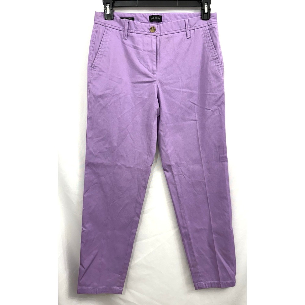 Talbots Relaxed Chino Pants Womens 4 Light Purple Traditional Preppy Timeless